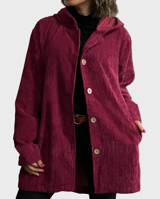 Éliane™ | Veste à Capuche en Velours Côtelé