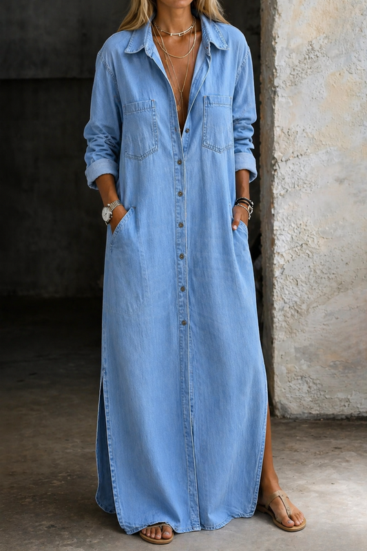 Jeanne™ | Robe en Jean Boutonnée