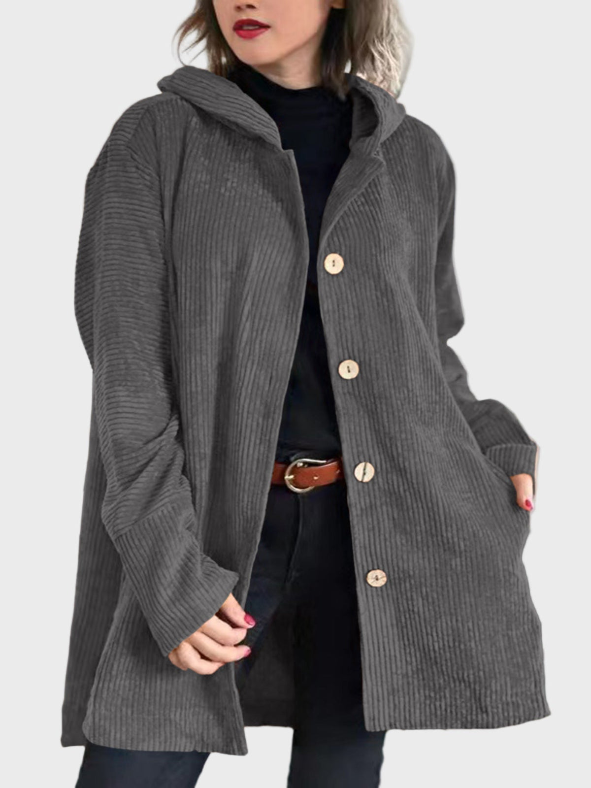 Éliane™ | Veste à Capuche en Velours Côtelé