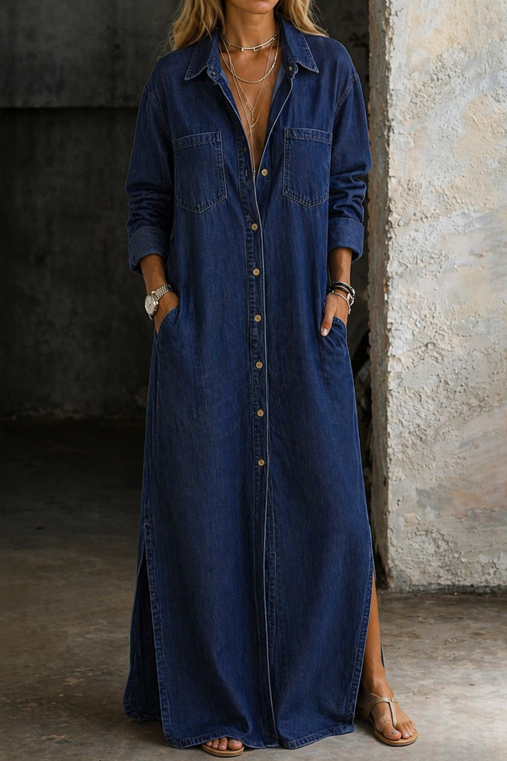 Jeanne™ | Robe en Jean Boutonnée