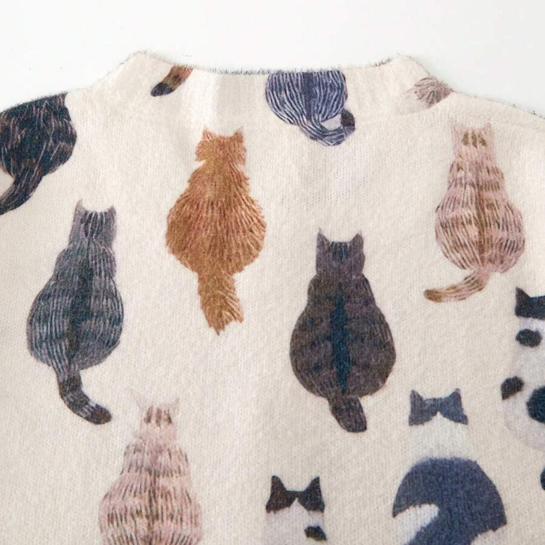 Desiree | Cardigan à Motif de Chats Doux