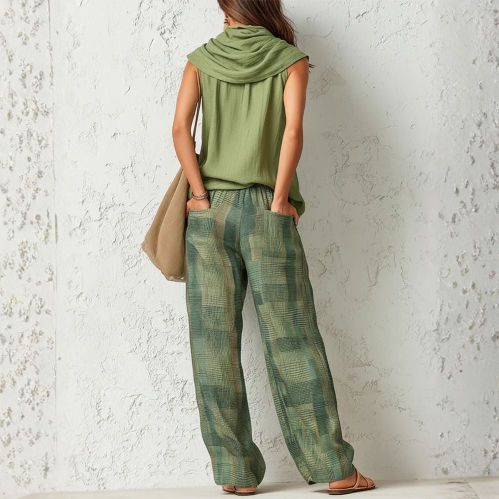 Kira™ | Ensemble deux-pièces haut sans manches et pantalon à carreaux