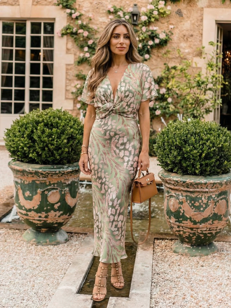 Mireille™ | Robe à taille torsadée et imprimé abstrait