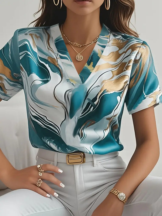 Nissa™ | BLOUSE EN IMPRIMÉ MARBRE ÉLÉGANTE