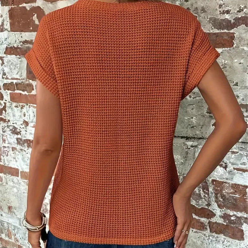 Valérie™ | T-shirt confortable en maille waffle