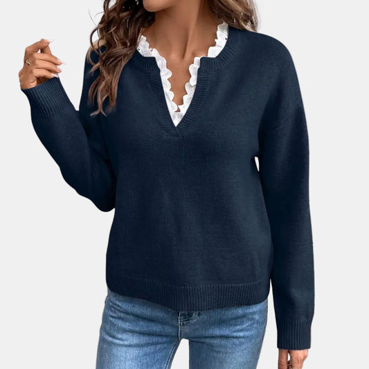 Amalia™ | Pull Élegant avec Col en Dentelle