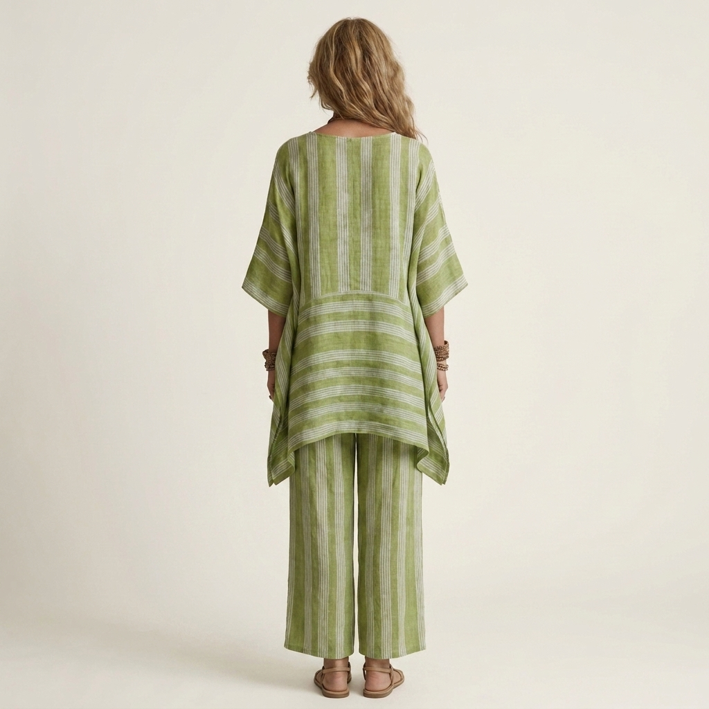 Stacy™ | Ensemble deux pièces rayé en coton-lin