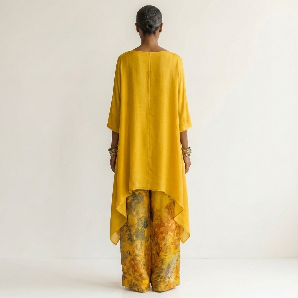Audrey™ | Ensemble Deux Pièces en Coton-Silk avec Tunique Asymétrique