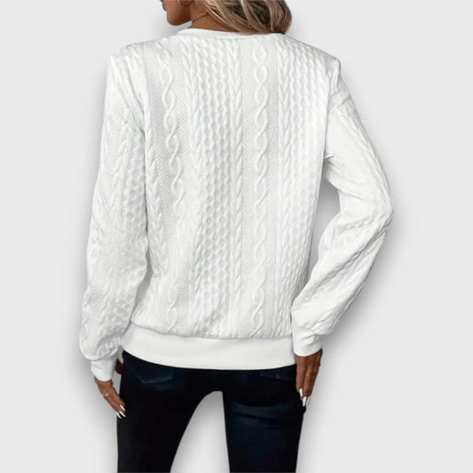 Alia™ – Pull zippé en maille torsadée